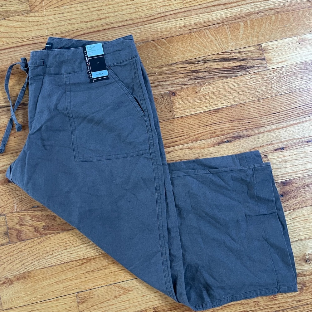 New York & Company Brown Linen Crop Pants